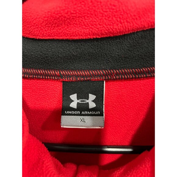 Under Armour Mens Red & Black Fleece Pullover Quarter-Zip Jacket XL - Picture 5 of 9